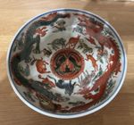 Chinese Famille Verte Dragon Phoenix Zodiac Porcelain Bowl Kangxi Mark.