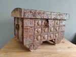 Antique Wooden Indian Dowry Chest Marriage Trunk Pithara Rustic Handmade