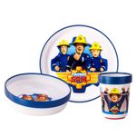 Fireman Sam 3pcs Bicolor Kids Dinner Tableware Set Plate, Bowl & Tumbler