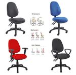 Office Chair Adjustable Height PC Home Operators 2 Lever PCB Wheels Padded Seat