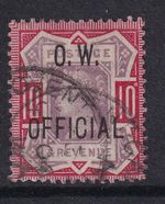 GB QV SGO35 10d Dull Purple & Carmine O.W. Official - good used - Cat £2250