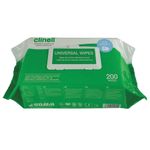 Clinell Universal Sanitising Wipes Flowrap Pack of 200 Antibacterial Wet Wipes