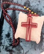 Resin made rosary and crucifix red color big size