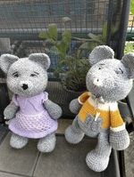 Set. TWO BEARS. Big (36 and 34cm. ). Handmade. Knitted. Brand new.  