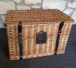 Harrods Extra Large Luxury Lined Wicker Hamper Basket Leather & Rose Gold
