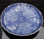 Large Japanese Meiji Period Arita Blue & White Porcelain Charger 38cm (15") - GC