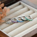 Multi Colour Opal Sterling Silver Hoop Earrings, Lab Opal Huggie Hoop Earring