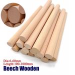 Solid Beech Wooden Dowels Φ6-60mm/L:10-40cm | DIY Craft Models Mini Curtain Rod