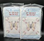 J. Dempsey Embroidery Stamped 9” White Quilt Blocks Butterflies 24 Total Blocks