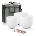 CVNC 432HZ Sound Healing Set with 3 Crystal Singing Bowls with Carry Case