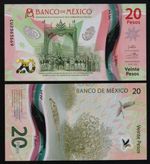 MEXICO: B721h P#W132h 20 Mexican Pesos Polymer 26.12.2022 Uncirculated Banknote.