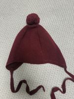 Pepa London Baby Extra Fine Merino Wool Knit Pixie Bonnet Burgundy Red Size L