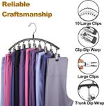 10x Clothes Hanger with Clips Space-Saving Pants & Leggings Organizer for Closet
