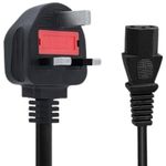 UK 3 Pin IEC C13 Kettle Lead Power Cable 13A for PC Monitor TV Printer 1m–10m