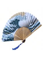 Folding Fan Hand Held Silk Bamboo Fan  Style Wedding Party Dance Fans