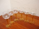 VINTAGE SET OF SIX AMBER STEMMED WINE HOCK GLASSES