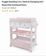 Puggle Duckling 3-in-1 Bath & Changing Unit-Blush Pink Scattered Stars