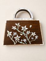 Handmade Damascus Mother of Pearl Inlaid Wooden Purse Handbag Vintage Rare