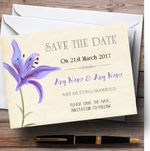 Purple Lily Vintage Personalised Wedding Save The Date Cards
