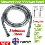 STAINLESS STEEL SHOWER HOSE 0.5M-3M CHROME FLEXIBLE BATHROOM BATH PIPE