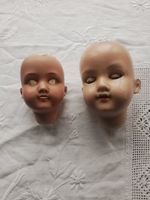 TWO ARMAND MARSEILLE BISQUE HEADS, AM 390 A2/0 M,SMALLER ONE,AM390, O. 1/2 AM