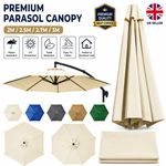 Replacement Parasol Canopy Cover 2m 2.5m 2.7m 3m Garden Umbrella 6 & 8 Arm