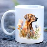 Pet Dog Mug, watercolour Rhodesian Ridgeback - Ideal Gift