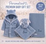 Personalised Soft Baby Dressing  blanket comforter  Bath Robe EARS gift set