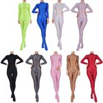 UK Women's Shiny Oil Glossy Bodystockings Smooth Jumpsuit Back Zipper Bodysuits