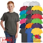 3 PACK Fruit of the Loom Kids T Shirts Plain Boys Girls School PE Cotton Tee Lot
