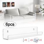 6 Pack Vinyl Record Album Wall Mount Display Shelf Acrylic Clear Home Decor