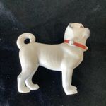 Bisque Porcelain Pug Dog Figure With Bells On Collar Victorian Antique