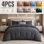 Reversible Duvet Cover 4 Piece Bedding Set & Fitted Sheet & pillowcases All Size