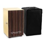 World Rhythm Cajon with Adjustable Snare, Padded Gig Bag and Cushion - Black