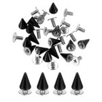 20 Sets Spikes and Studs, 7 x 10mm Cone Punk Spikes Rivet, Black