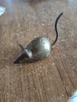 Vintage Brass Mouse Paper Weight/ Ring Holder 2.5 Inches Long