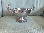 Kenneth Turner London Silver Tone Stag Head Pedestal Bowl - Excellent Condition