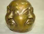 LUCKY tibetan brass four face seal buddha head statue