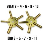 CLOCK WINDING KEYS brass spider ODD 3-5-7-9-11   EVEN 2-4-6-8-10 old key winder