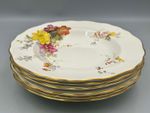 Antique Royal Worcester Floral Design Set of 6 x Large Rimmed Soup Bowls