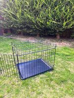 30in Folding Metal Wire Dog Crate/Cage with Plastic Tray Base for Medium Dog