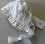!00% white silk Christening bonnet 12m months,  designer, beautiful /lined