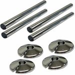 4 Pipes Radiator Pipe Covers sleeve 15mm Collars Cut Fit Bathroom Chrome Effect