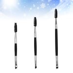 3Pcs Eyebrow Mascara Brush Set Bamboo Handle Lightweight Beauty Tools Black