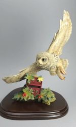 Owl Figurine Little Owl In Flight W Letter Box  02355 By Country Artists 2002