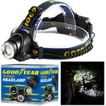 Goodyear Head Light Torch Lamp Headlamp Cree LED Rechargeable Flashlight