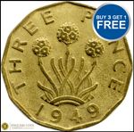 1937 TO 1952 GEORGE VI BRASS THREE PENCE CHOICE OF YEAR / DATE