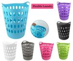 Flexible Plastic Laundry Washing Basket With Handles Bin Clothes Storage Hamper 