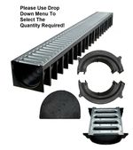 Channel Drain System Galvanised Grate 1m Length + Accessories (Choose Quantity)