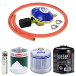 BUTANE GAS REGULATOR KIT 1M HOSE CLIPS 30mbar BBQ COOKER STOVE WEBER CARTRIDGE